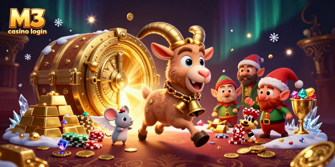 Experience the M3 casino login excitement with Krampus and his crew in a festive gaming scene.
