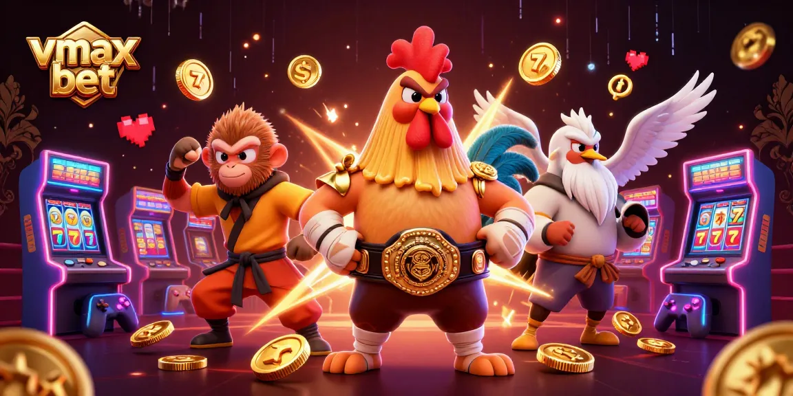 Engage in vmax bet with vibrant casino-themed illustration featuring cartoon martial artists.