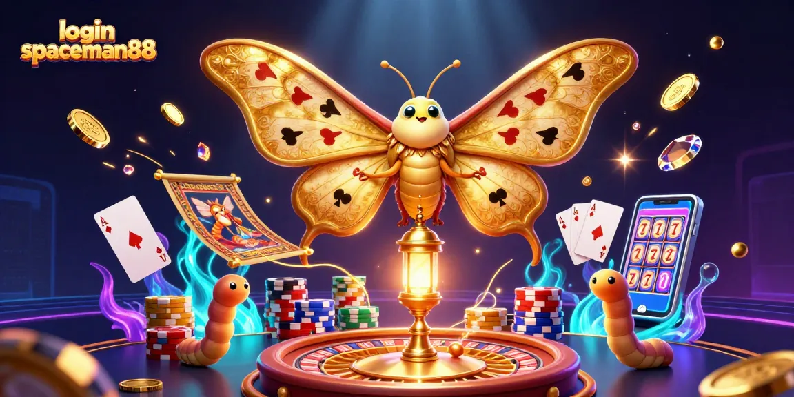 Experience the excitement of login spaceman88 with golden coins cascading in a vibrant casino-themed scene.