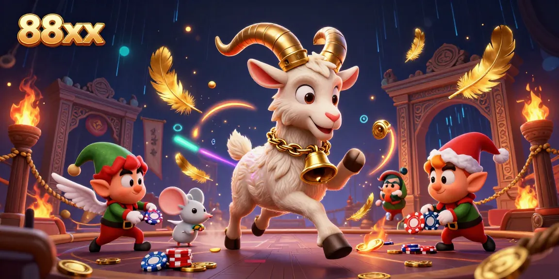 Experience the thrills of 88xx at a chaotic casino with Krampus and whimsical characters.
