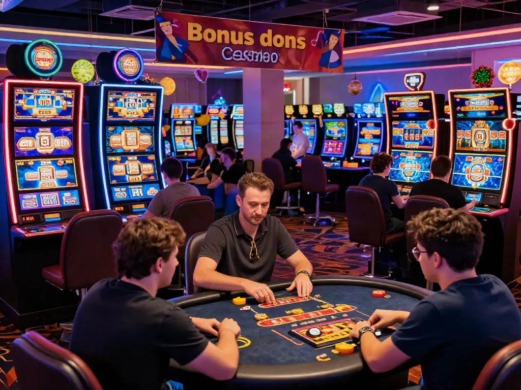 Engaging players enjoying bonus sans depot casino games in a vibrant online setting.