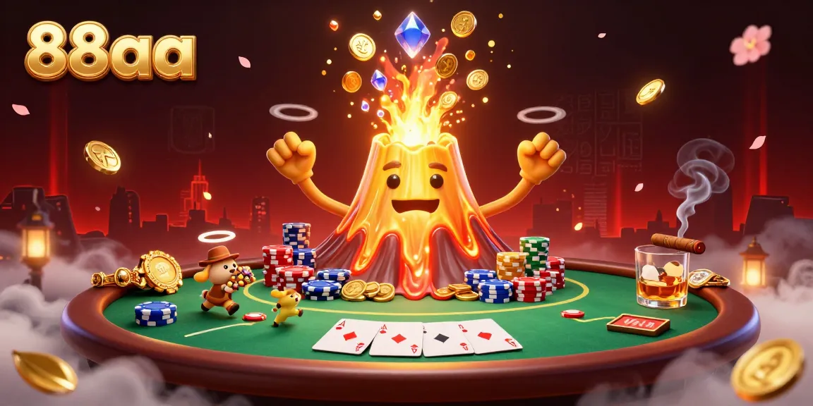 Experience the thrill of 88aa's vibrant poker scene with erupting treasures and dynamic gameplay elements.