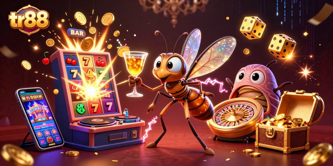 Experience the excitement at tr88 with a vibrant 3D casino scene featuring jackpot slots and dynamic characters.