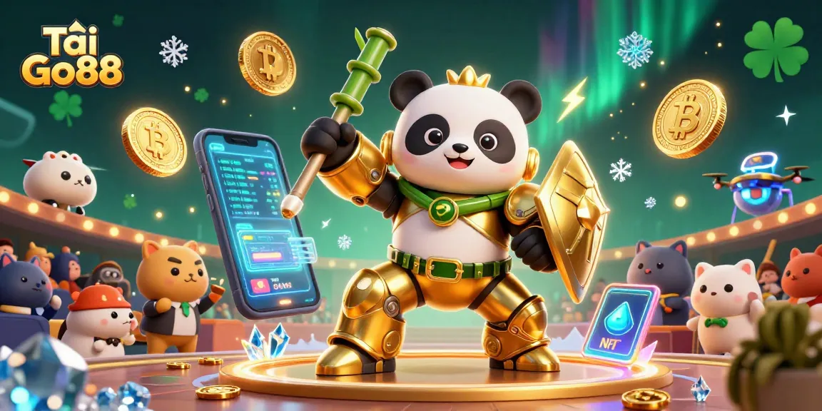 Engage with exciting gameplay at Tai Go88 featuring a golden panda and crypto elements.