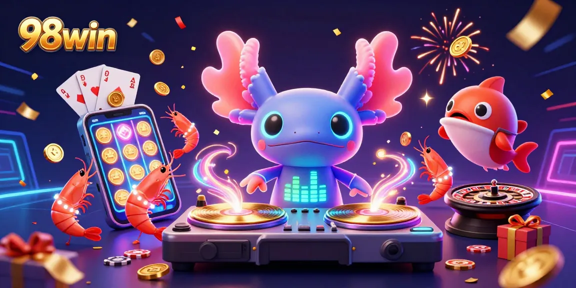 Engage with the vibrant online casino world of 98win, featuring dynamic characters and thrilling game elements.