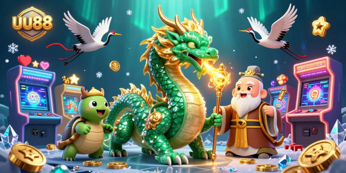 Engage in thrilling gambling with uu88, featuring a vibrant 3D dragon and gaming elements.
