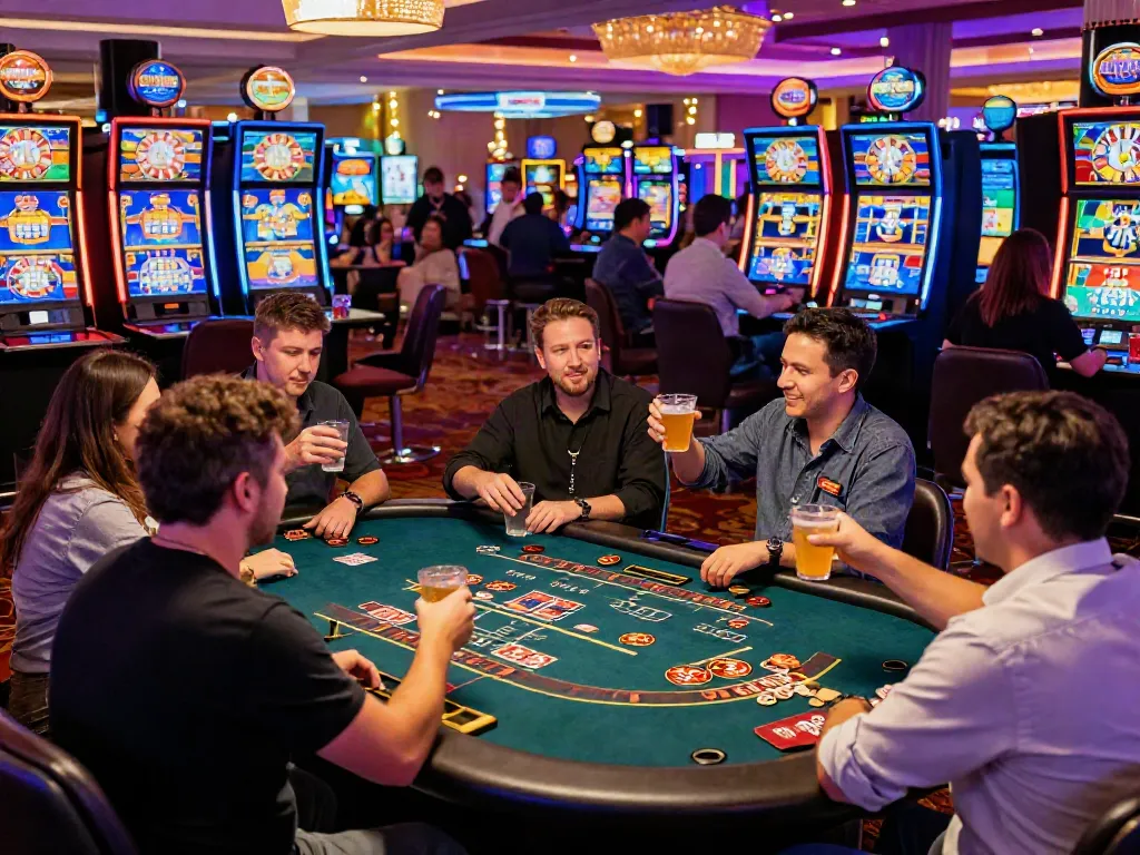 Casino Gratuit players enjoying diverse games in a vibrant, engaging setting.