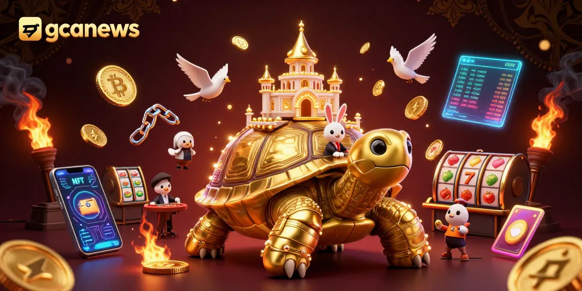 Spin the reels at gcanews' vibrant golden tortoise casino scene featuring unique game elements.