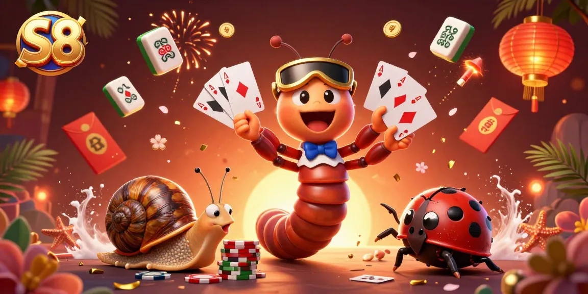 Experience S8 thrilling gaming with a colorful illustration showcasing vibrant characters and casino elements.