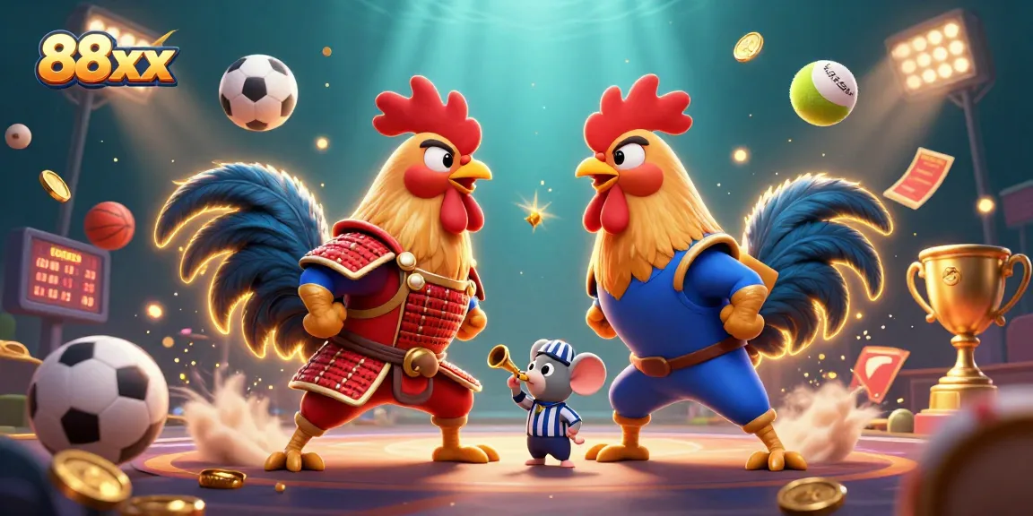Engage with 88xx's thrilling fighting rooster showdown in a vibrant online casino.