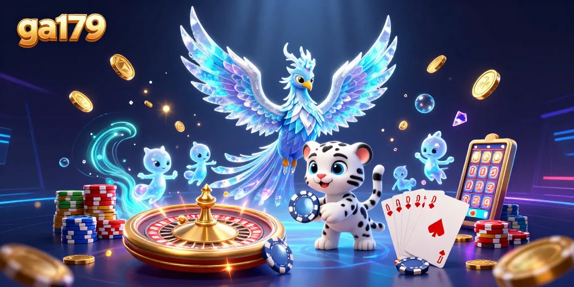 Spin the reels with ga179, featuring an ice phoenix and treasures in a dazzling casino scene.