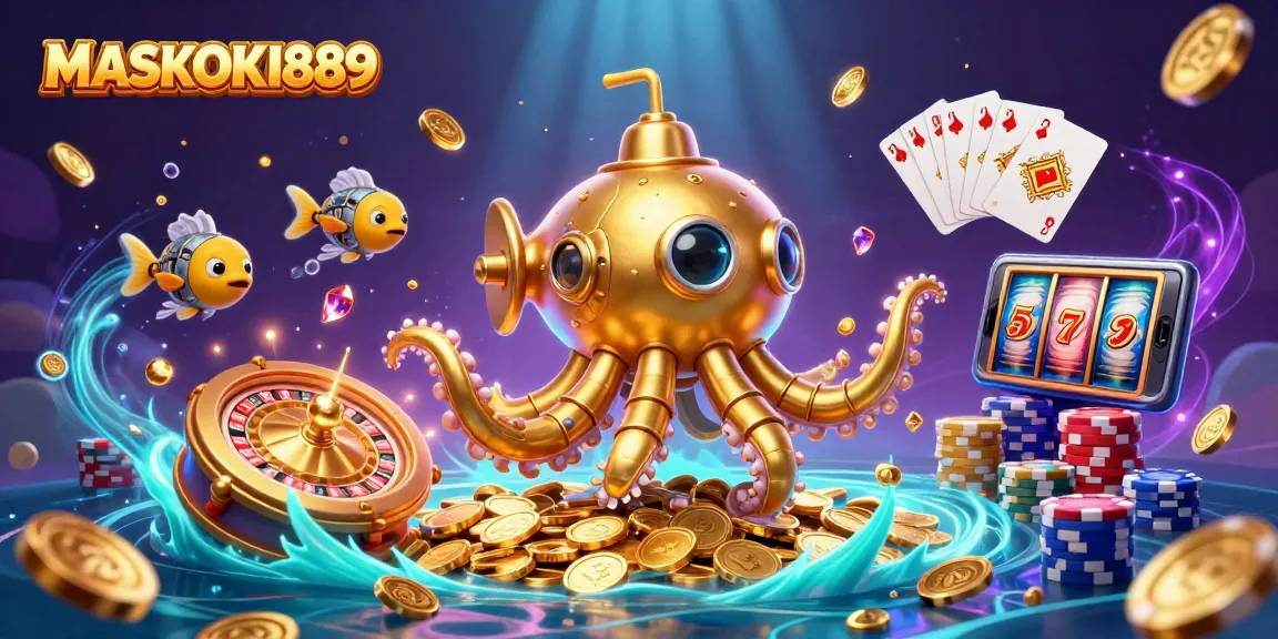 Experience thrilling slots action at MASKOKI889 with cascading coins and dynamic casino scenes!