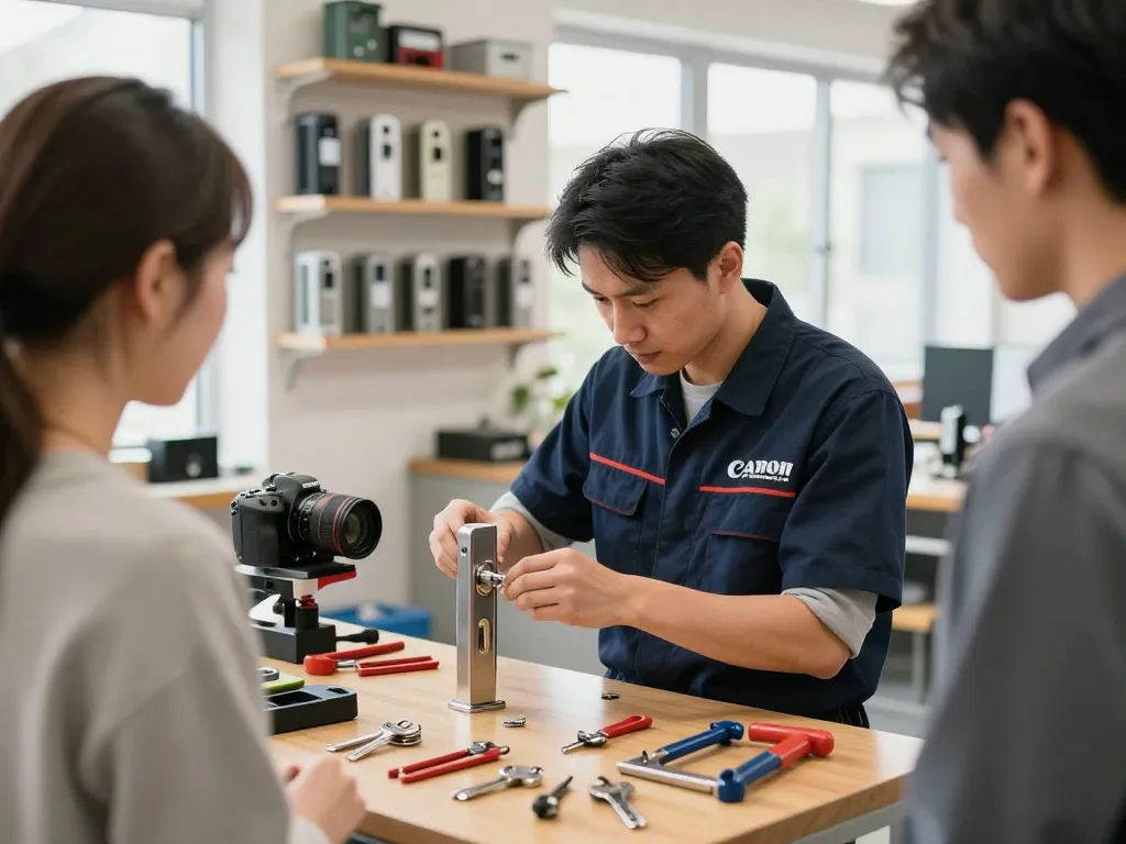 Locksmith Hobe Sound FL expert rekeying a lock in a professional workshop, showcasing quality service and trust.