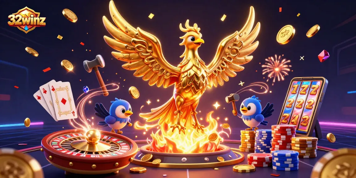 Experience the thrill of 32winz with dynamic casino games, golden coins, and exciting promotions.
