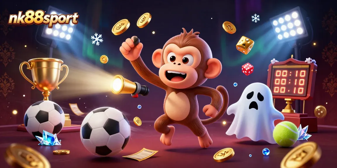 Experience exciting gameplay at nk88sport with dynamic casino elements and a playful poltergeist monkey juggling gold.