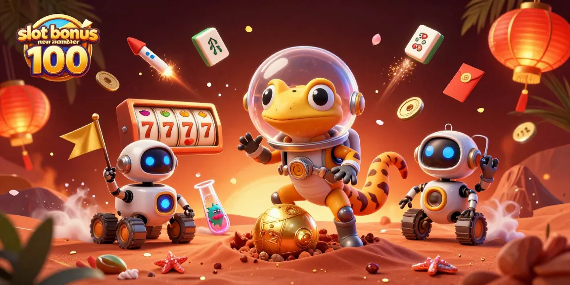 Experience the thrill with slot bonus new member 100 as a cartoon gecko discovers a golden casino.
