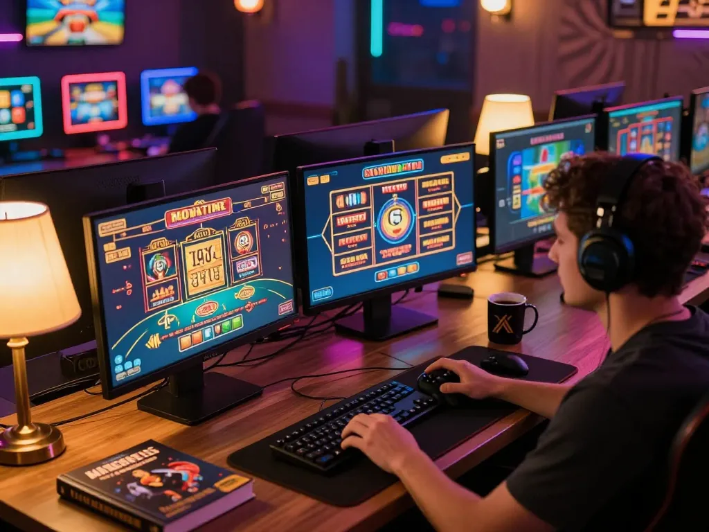 Experience thrilling online gaming with 789 slots and blackjack at a modern gaming setup