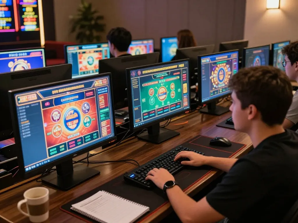 Player enjoying ee88 online casino games from a modern gaming setup.