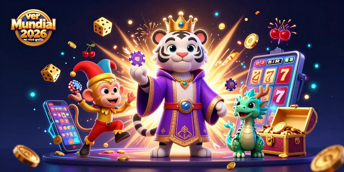 Experience ver Mundial 2026 en vivo gratis with our vibrant casino-themed scene showcasing thrilling gambling elements and characters.