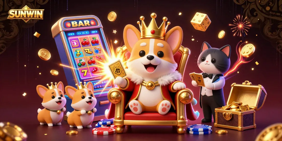 Spin thrilling slots at SUNWIN, where corgi royalty and golden chance await players.