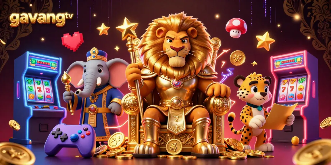 Gavangtv brings the thrill of casino gaming to life with vibrant characters and slot machine elements.