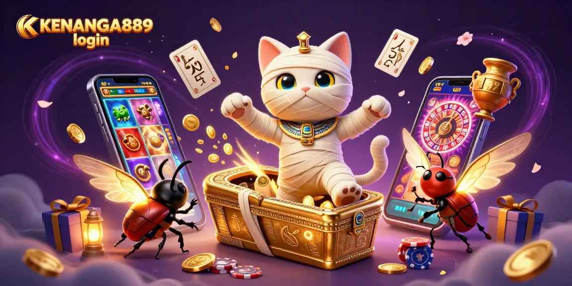 Experience the excitement of KENANGAN889 login with a vibrant 3D casino scene!