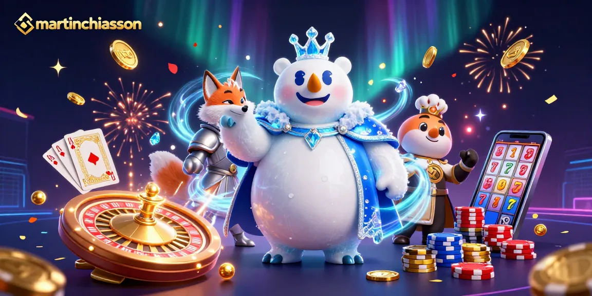 Experience excitement with martinchiasson’s royal polar bear and snow fox in action-packed casino scene.