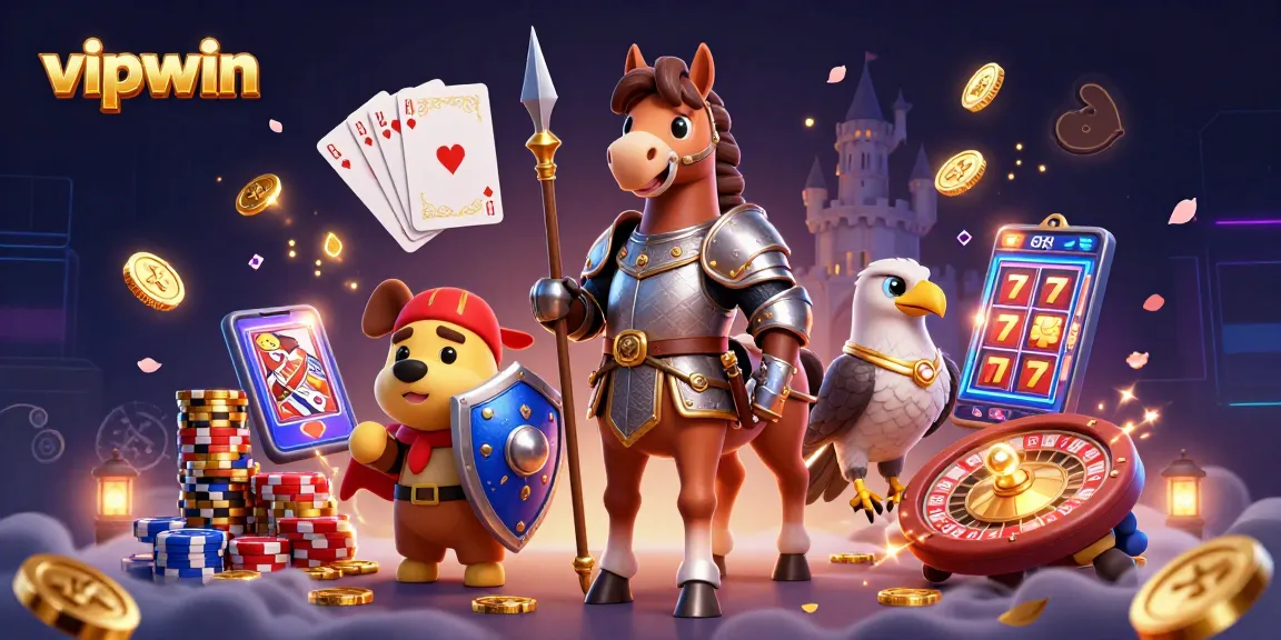 Engage in thrilling gameplay with vipwin, featuring a medieval knight and mystical casino elements.