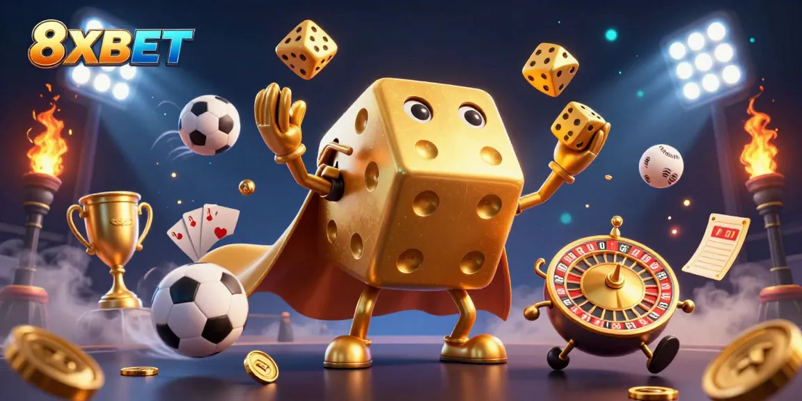 Experience thrilling gaming with 8XBET's dynamic golden dice golem and sports elements.