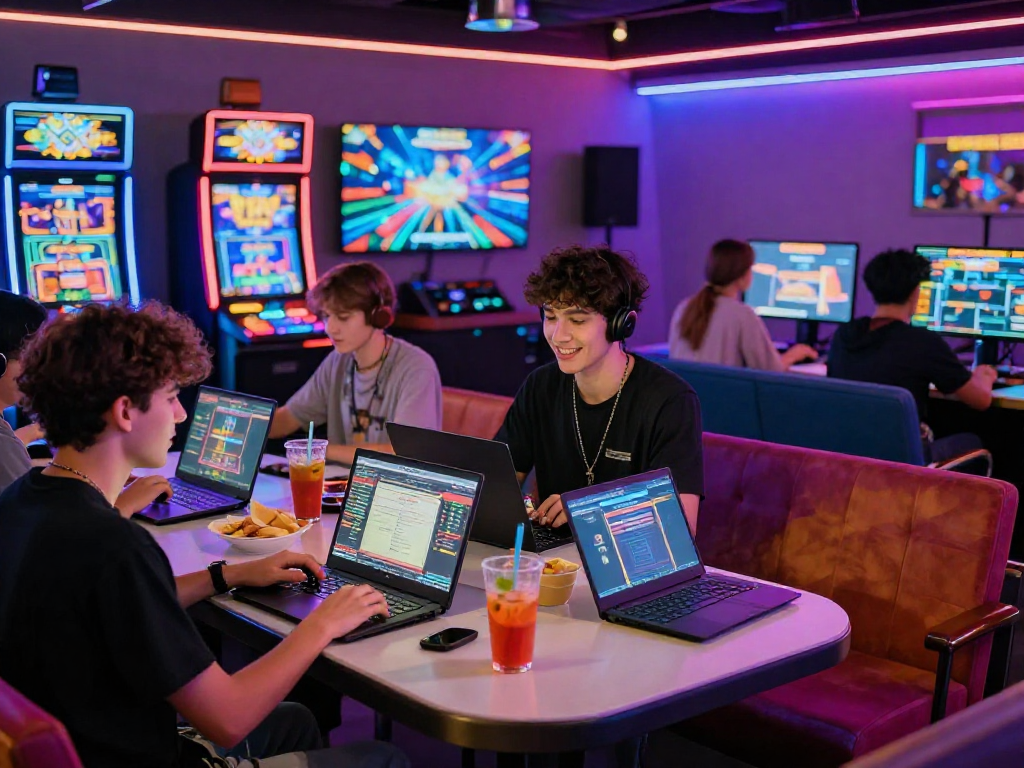 Giocatori nel lounge di un casino non AAMS mentre interagiscono e si divertono.