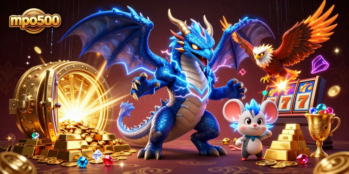 Experience thrilling gaming on mpo500 with vibrant casino characters and treasures