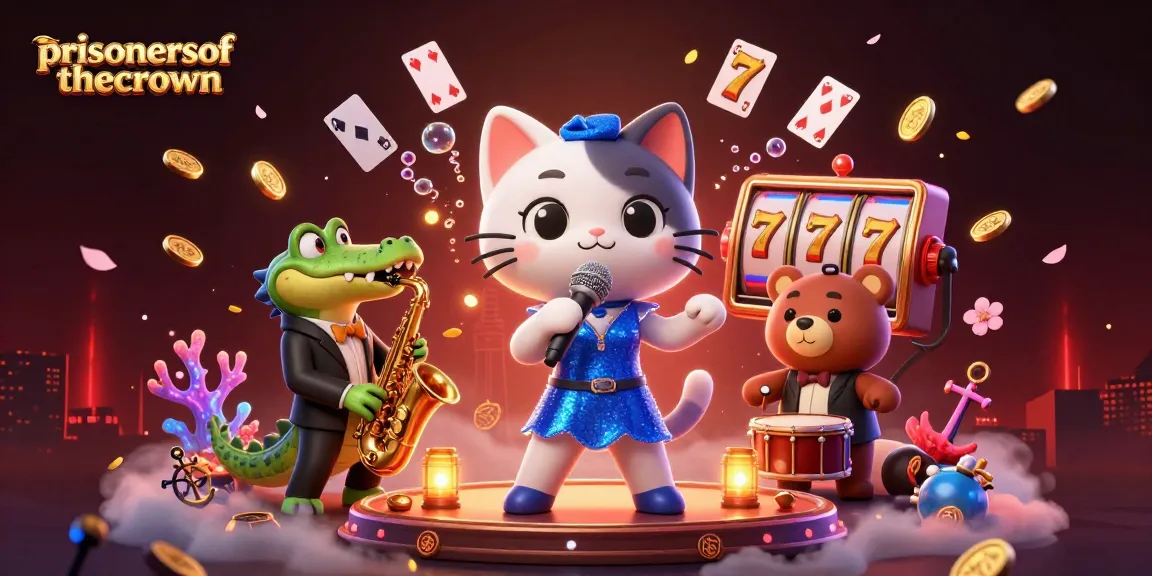 Capture the excitement of prisonersofthecrown with vibrant casino elements and characters in a dynamic 3D scene.