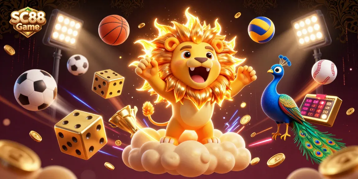 Engage with the SC88 Game, featuring vibrant 3D elements and dynamic action in a casino-themed scene.