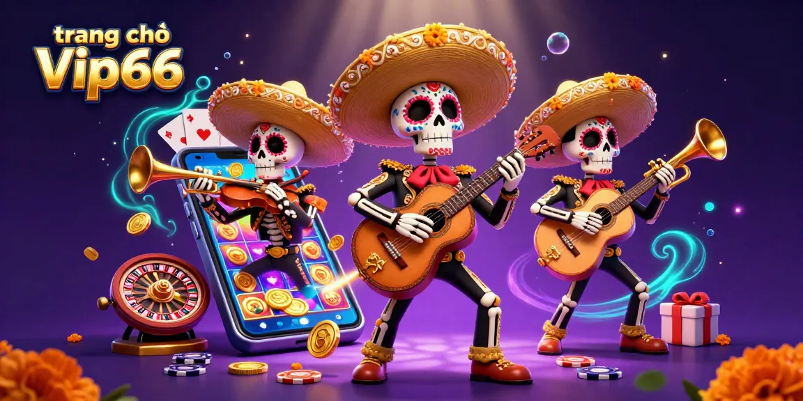 Spin to win with vibrant gameplay at trang chủ Vip66, featuring festive mariachi skeletons and casino excitement.