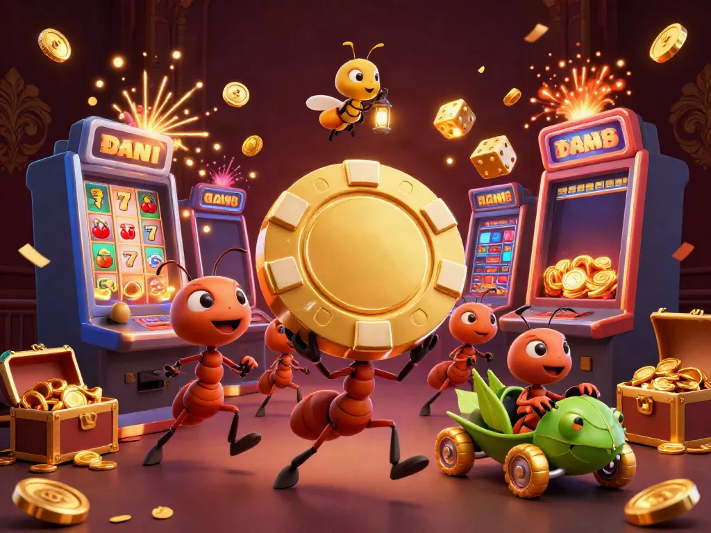 Experience 슬롯สล็อตแท้ตรง action with ants heisting a giant poker chip and a grasshopper getaway driver.