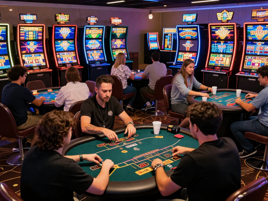 Giocatori entusiasti nei casino non AAMS, immersi in giochi entusiasmanti e atmosfere vivaci.