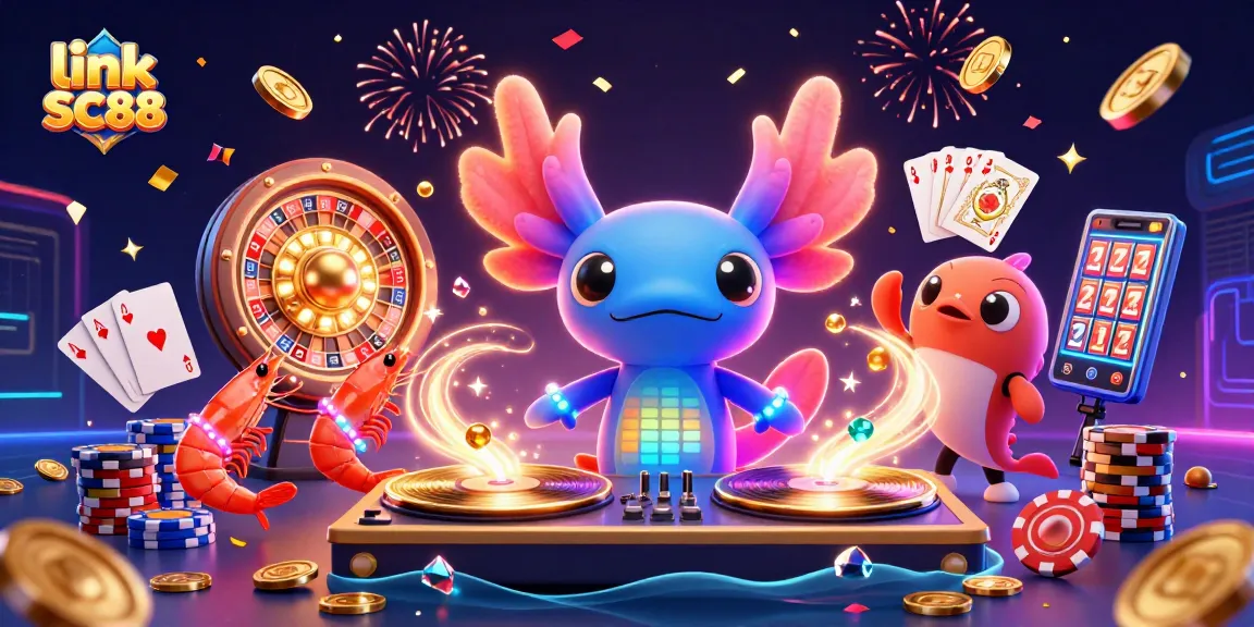 Experience the excitement at link SC88 with vibrant 3D casino elements and lively underwater party scene.