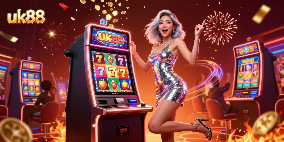 Experience winning excitement at uk88 with a stunning celebratory scene of a player hitting the jackpot.