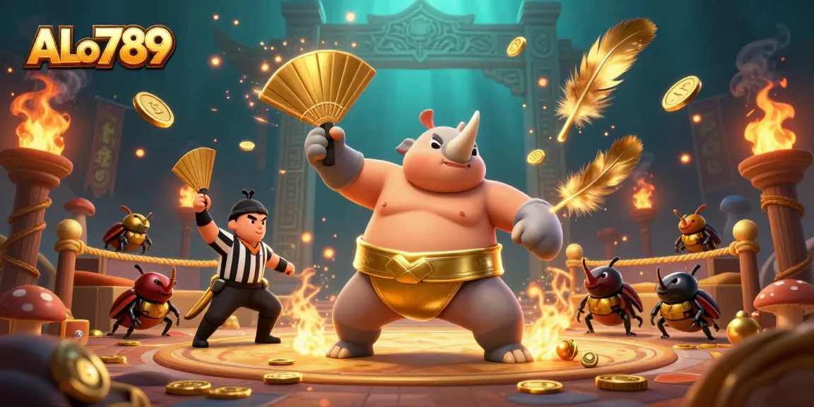 Experience the thrilling ALo789 cockfighting adventure with dynamic golden coins flying during action.