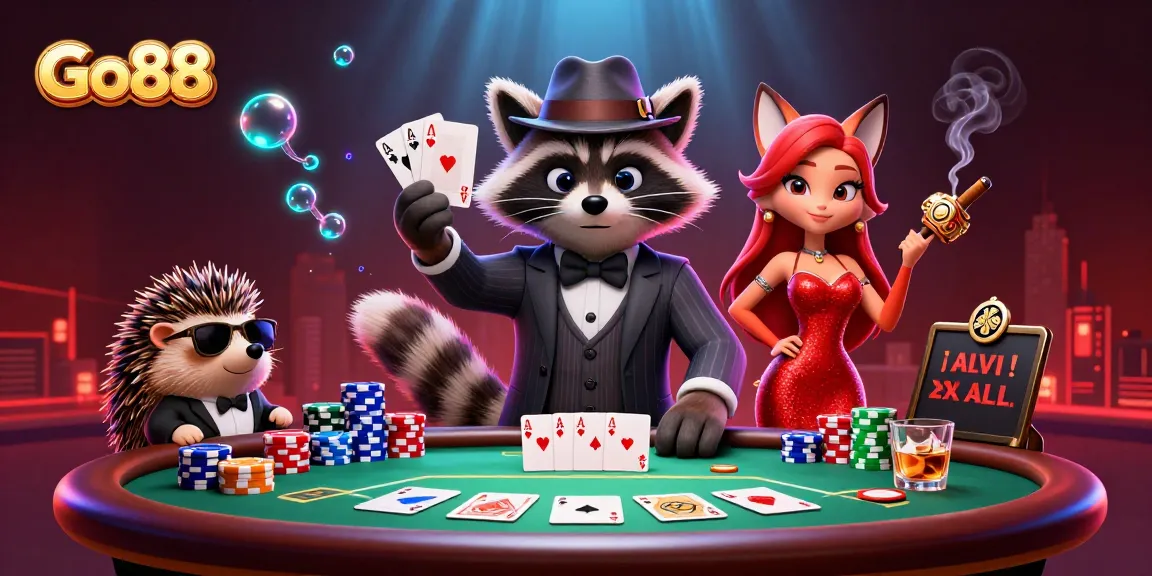 Go88 players enjoying an intense poker game in a vibrant casino atmosphere.