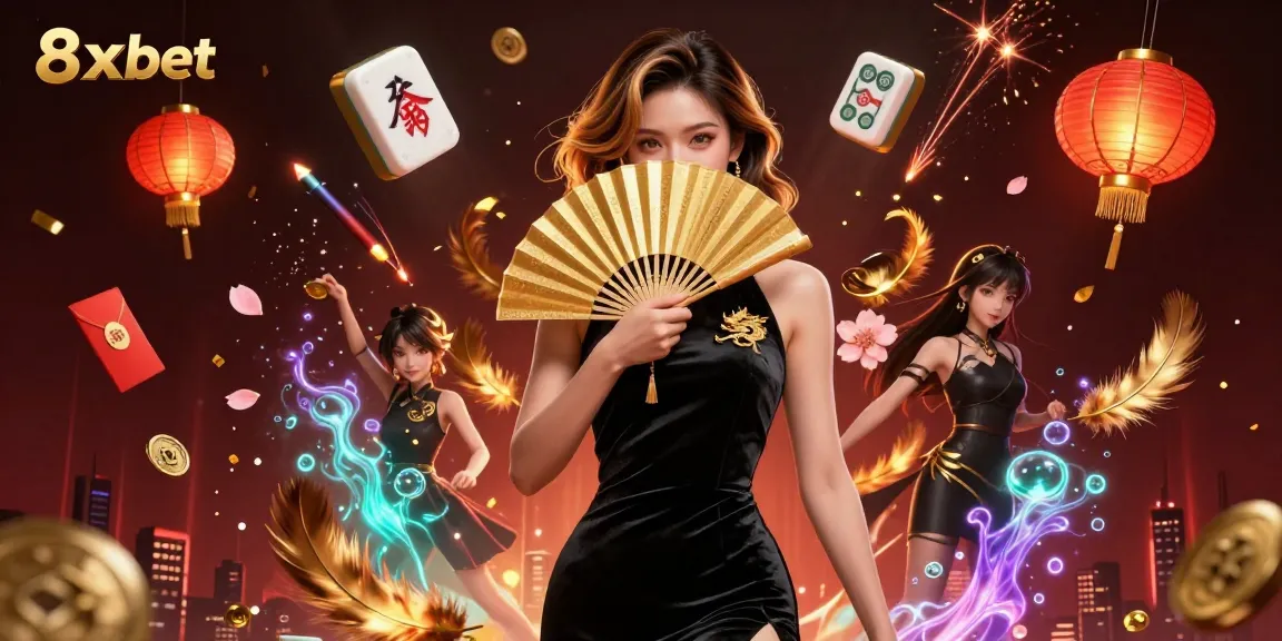Engage in exciting gameplay with vibrant 8xbet branding and stunning visual elements in a dynamic casino scene.
