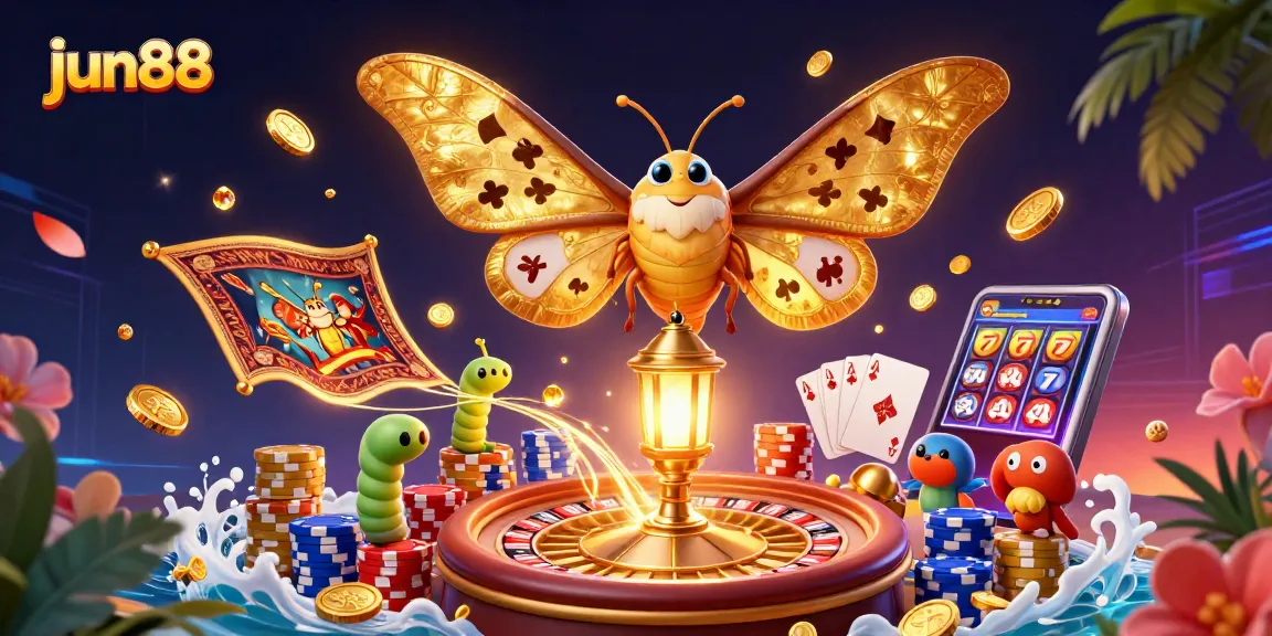Experience the excitement at jun88 with captivating casino scenes and vibrant game elements.