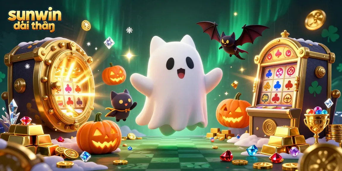 Experience sunwin đổi thưởng with a playful ghost cat and treasure-filled casino adventure.