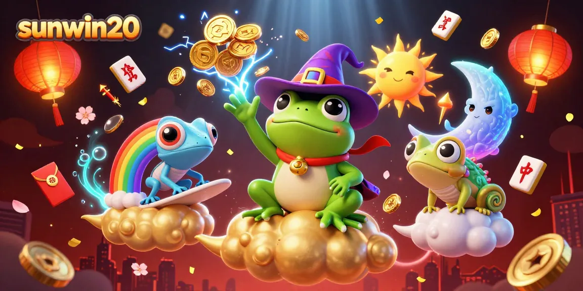 Win big with sunwin20 in a vibrant 3D scene filled with gaming excitement and rich illustrations.