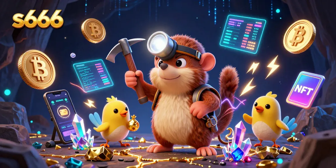 Experience the thrill of winning with s666 in this vibrant casino scene filled with gold and crypto.