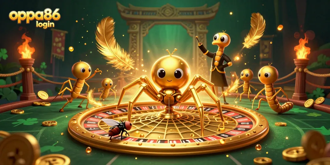Join the excitement of oppa86 login with a vibrant roulette-themed betting illustration!