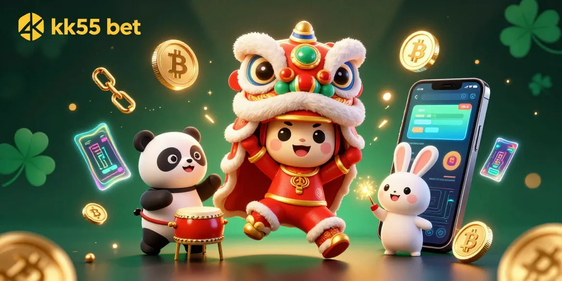 Experience thrilling action at kk55 bet with lively characters celebrating the excitement of online gambling.