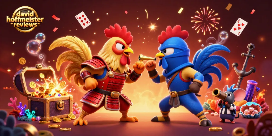 Review the intense david hoffmeister reviews action with fighting roosters in a vibrant casino scene.