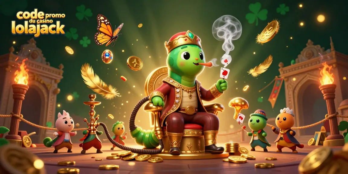 Win big with the code promo du casino lolajack, featuring vibrant 3D casino elements and characters.