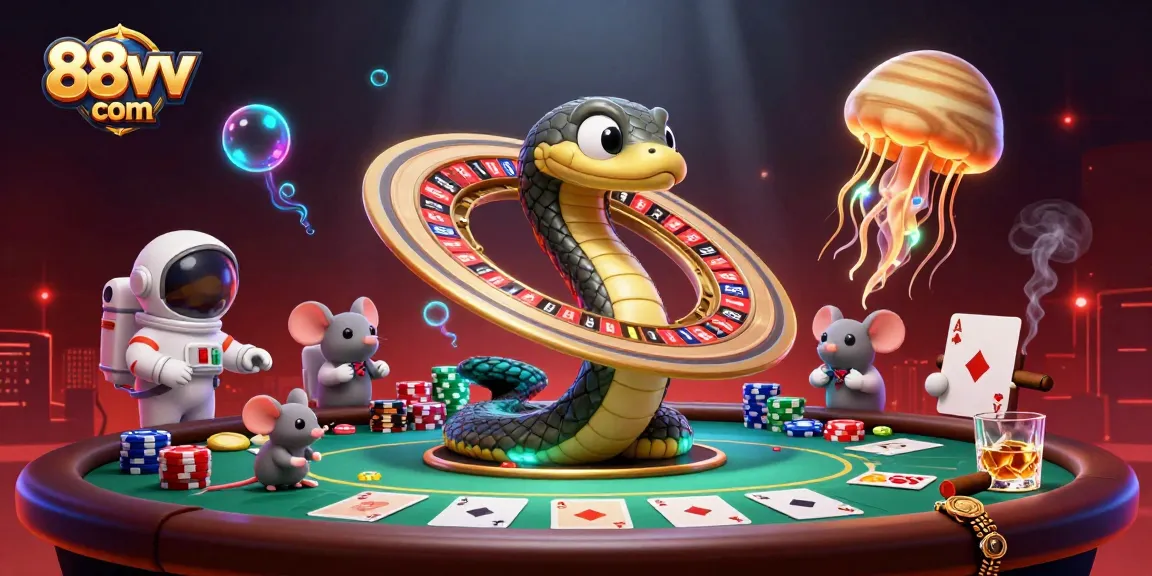 Experience thrilling bets with 88vv com as astronaut mice engage in cosmic gaming.